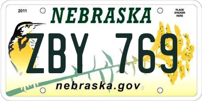 NE license plate ZBY769