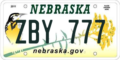 NE license plate ZBY777