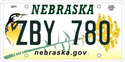 NE license plate ZBY780