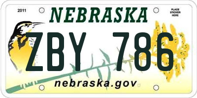 NE license plate ZBY786
