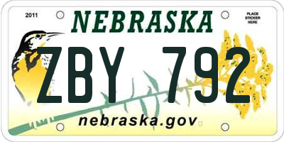 NE license plate ZBY792