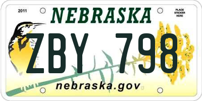 NE license plate ZBY798