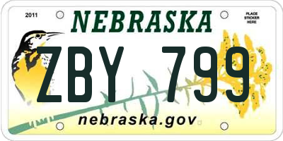 NE license plate ZBY799