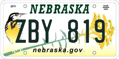 NE license plate ZBY819