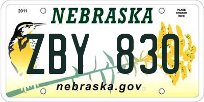 NE license plate ZBY830