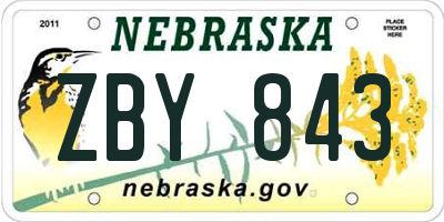 NE license plate ZBY843