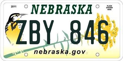 NE license plate ZBY846