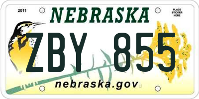 NE license plate ZBY855