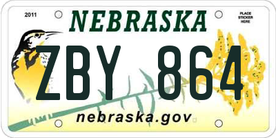 NE license plate ZBY864