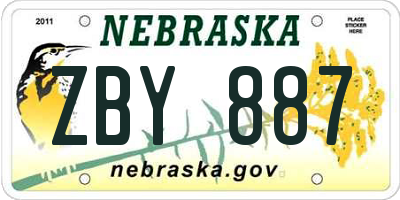 NE license plate ZBY887