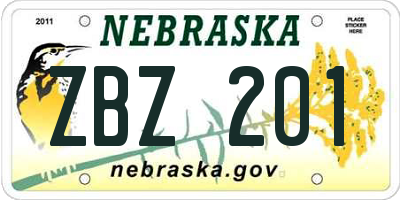 NE license plate ZBZ201