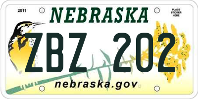 NE license plate ZBZ202