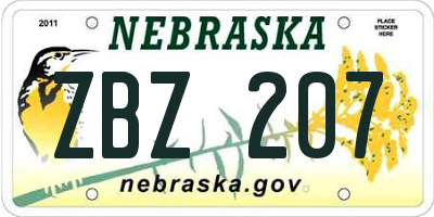 NE license plate ZBZ207