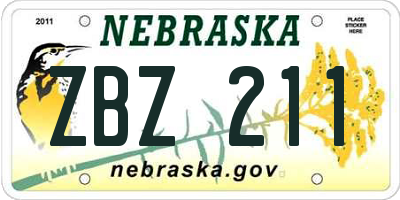 NE license plate ZBZ211