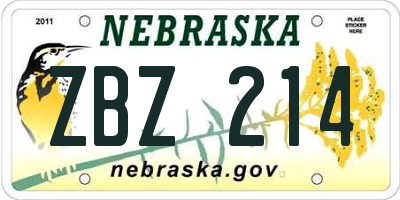 NE license plate ZBZ214
