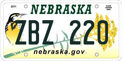 NE license plate ZBZ220