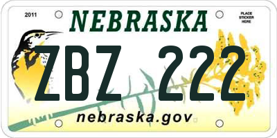 NE license plate ZBZ222
