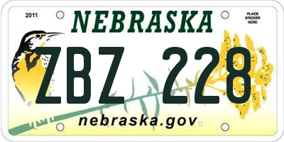 NE license plate ZBZ228