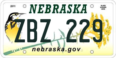 NE license plate ZBZ229