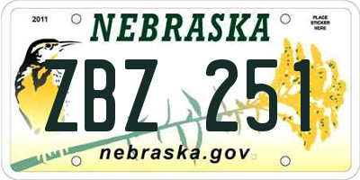 NE license plate ZBZ251