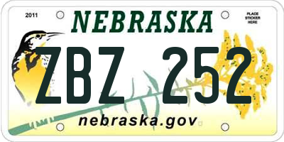 NE license plate ZBZ252