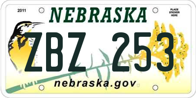 NE license plate ZBZ253