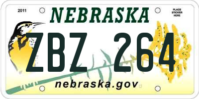 NE license plate ZBZ264