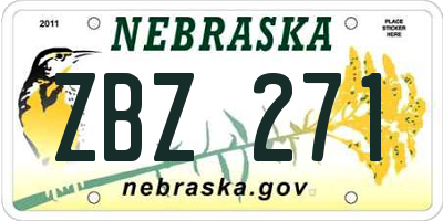 NE license plate ZBZ271
