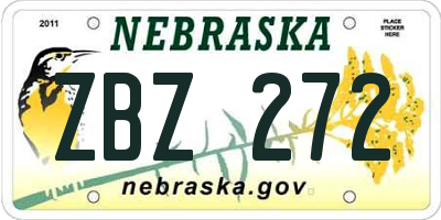 NE license plate ZBZ272
