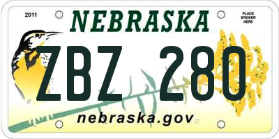 NE license plate ZBZ280