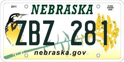 NE license plate ZBZ281