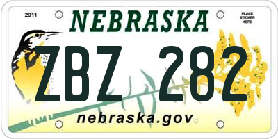 NE license plate ZBZ282