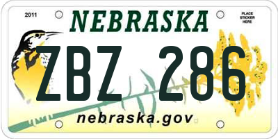 NE license plate ZBZ286