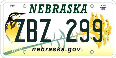 NE license plate ZBZ299