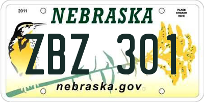 NE license plate ZBZ301