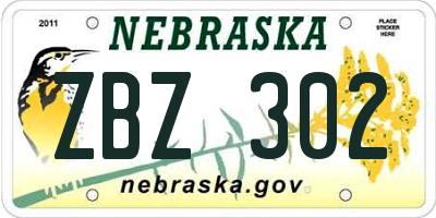 NE license plate ZBZ302