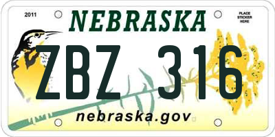 NE license plate ZBZ316