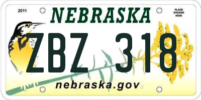 NE license plate ZBZ318