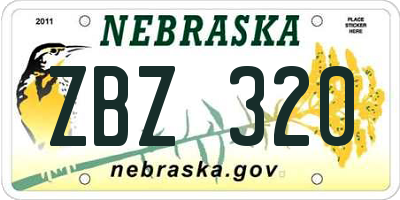 NE license plate ZBZ320