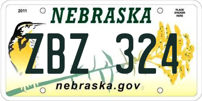 NE license plate ZBZ324