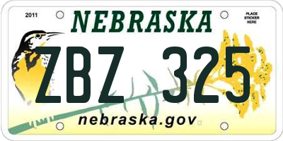 NE license plate ZBZ325