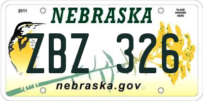 NE license plate ZBZ326