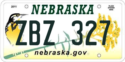 NE license plate ZBZ327