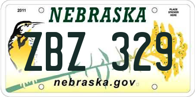 NE license plate ZBZ329
