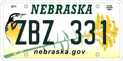 NE license plate ZBZ331