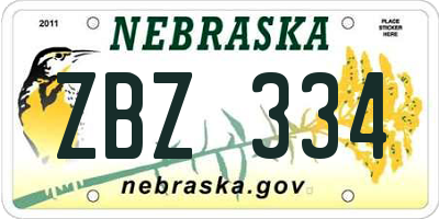 NE license plate ZBZ334