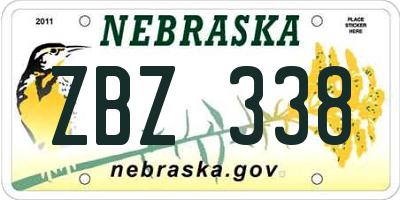 NE license plate ZBZ338
