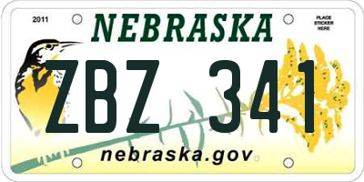 NE license plate ZBZ341