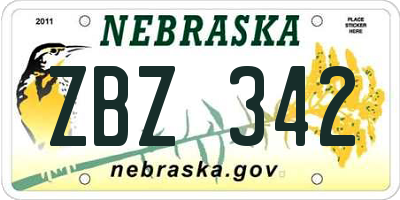 NE license plate ZBZ342