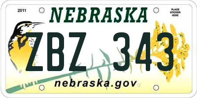 NE license plate ZBZ343